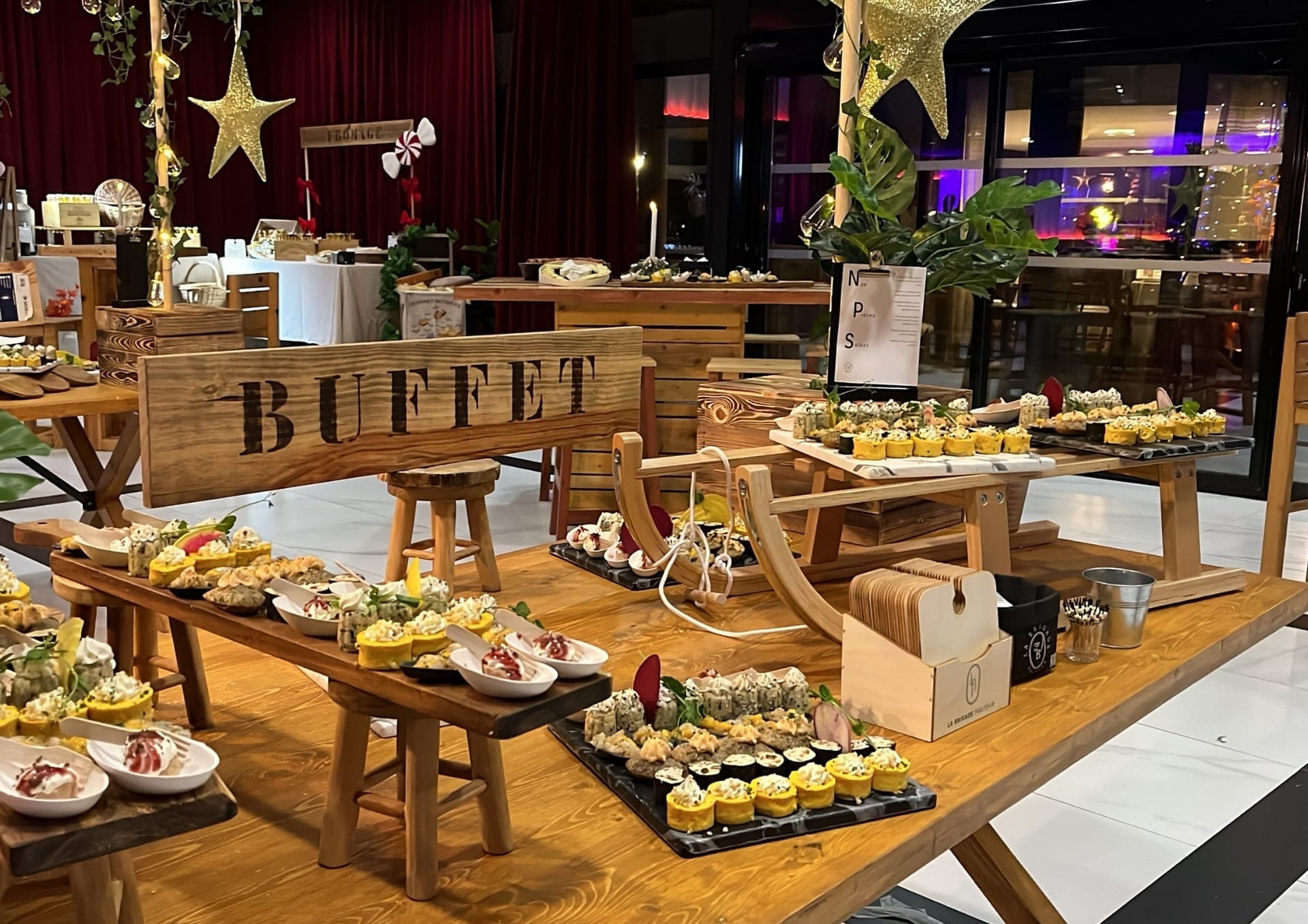 A buffet laid out for a corporate event at the Hôtel Palladia